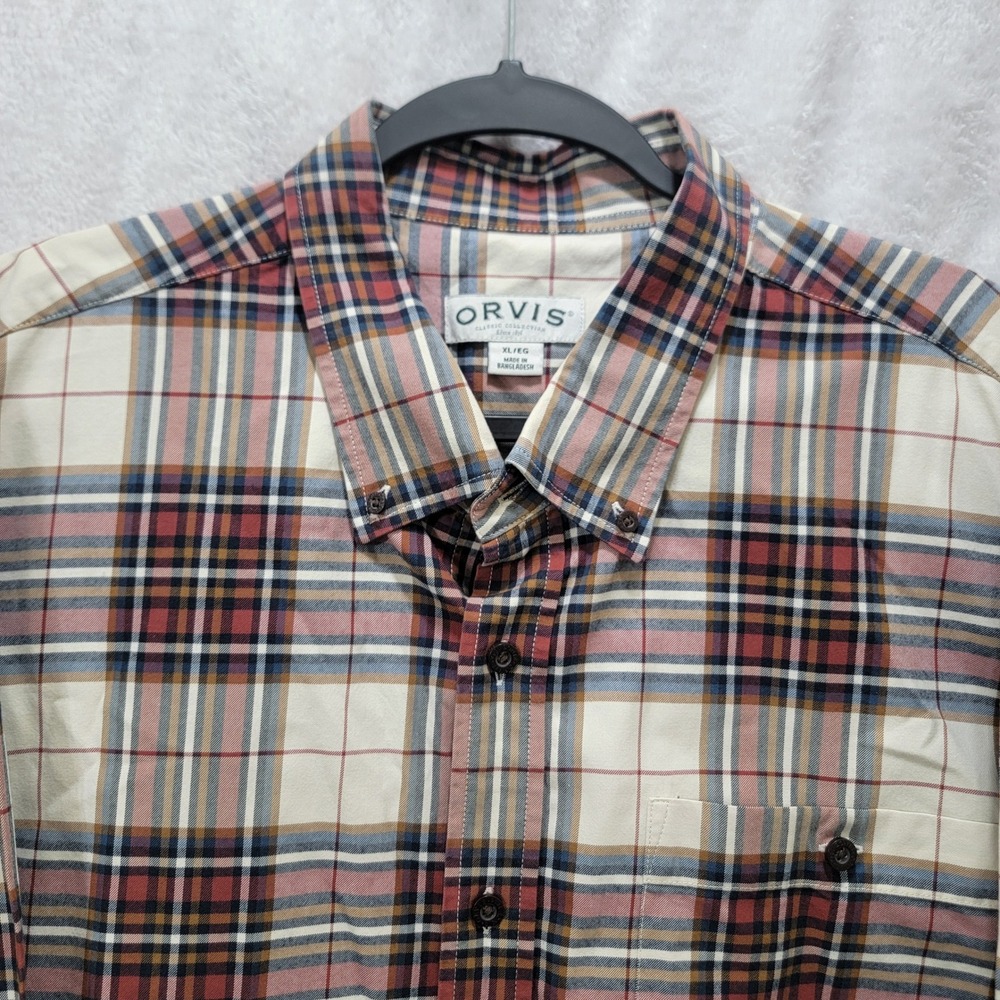 ORVIS Classic Collection Plaid Button Down Thick Shirt Mens XL Long Sleeve
